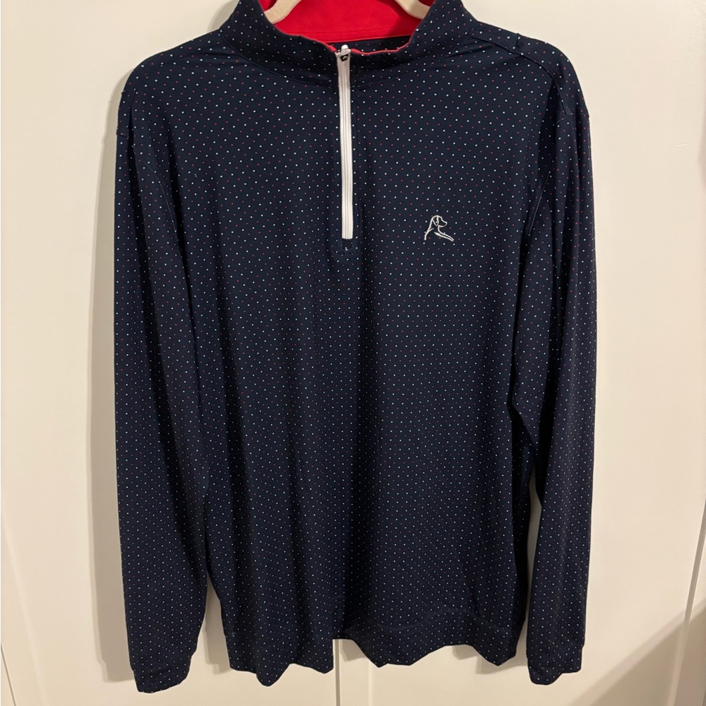 Rhoback Navy Polka Dot Quarter-Zip Pullover